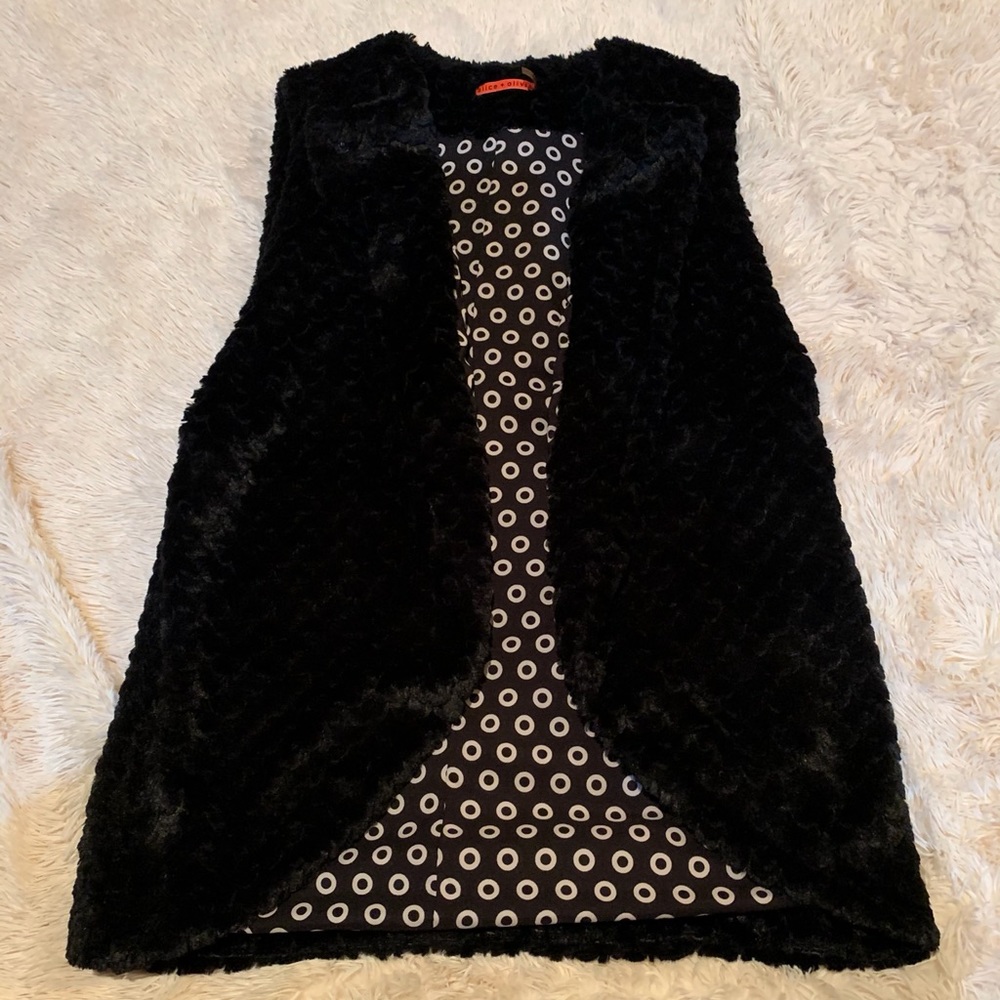 Alice + Olivia Scalloped Faux Fur Vest